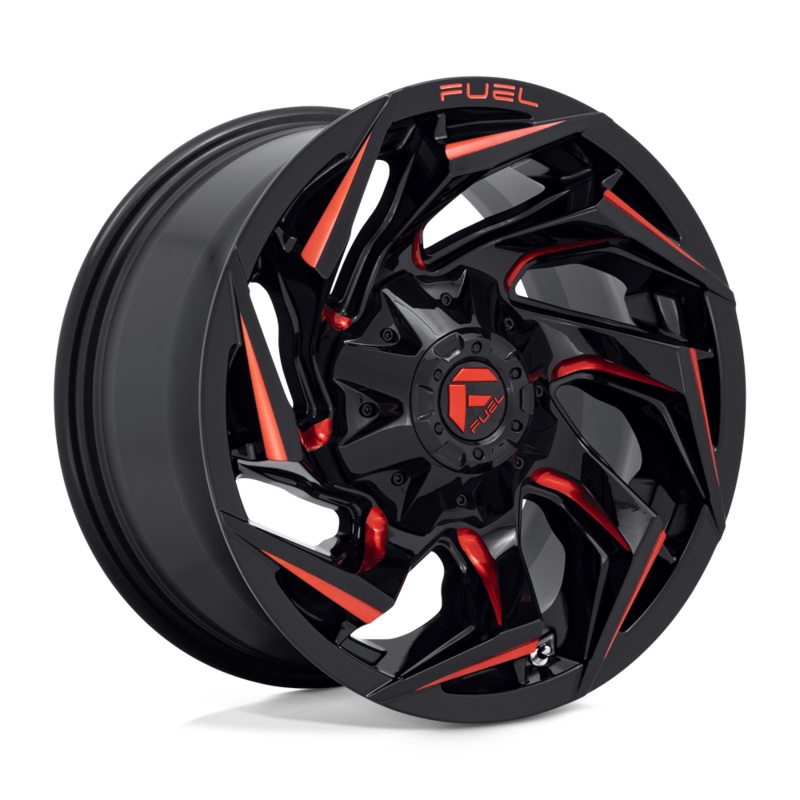 Fuel Wheels D755 Reaction 20″ 6×135/6×139.7 Gloss Black Milled With Red Tint