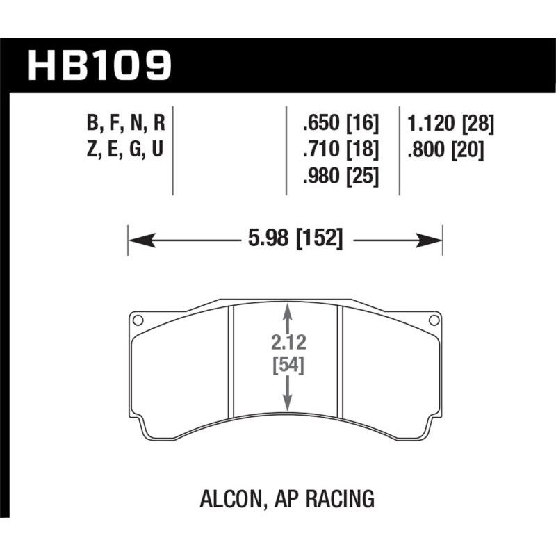 Hawk Alcon TA-6 / AP Racing CP5060-2/3/4/5ST / AP Racing CP5555 / Rotora FC6 HP+ Street Brake Pads