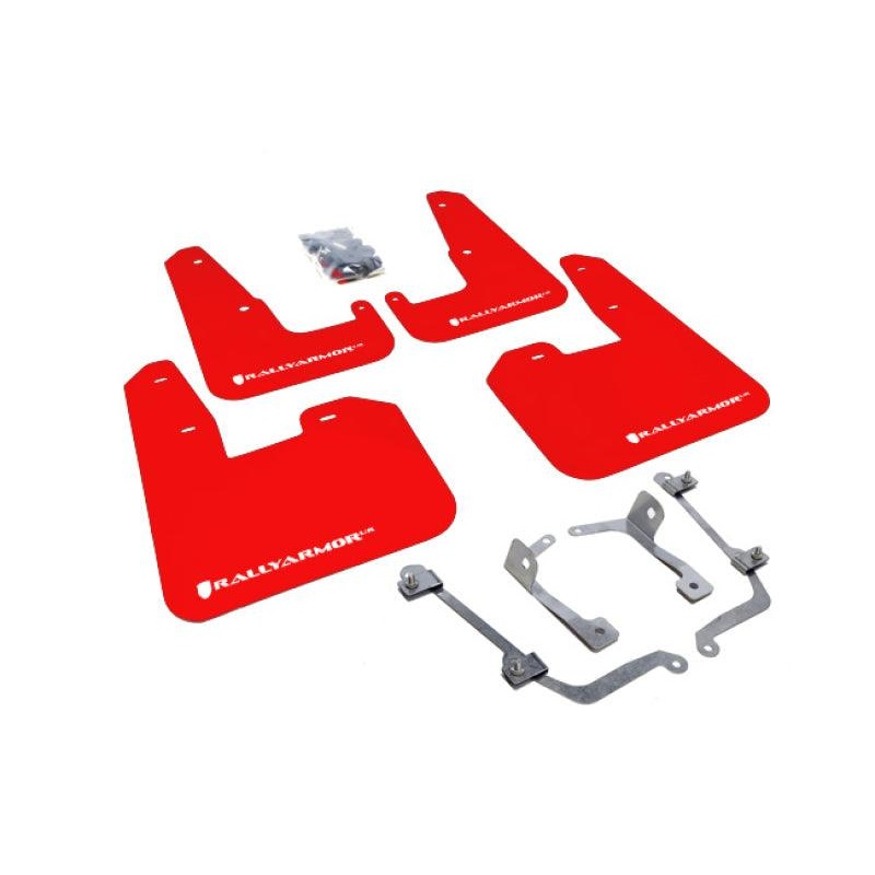 Rally Armor 08-11 Subaru STI (Hatch Only) / 11-14 WRX (Hatch Only) Red UR Mud Flap w/ White Logo