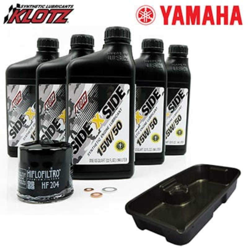 SXS Oil Change Kit 10W50 / W Oil Filter and Drain Pan, Yamaha YXZ by Klotz