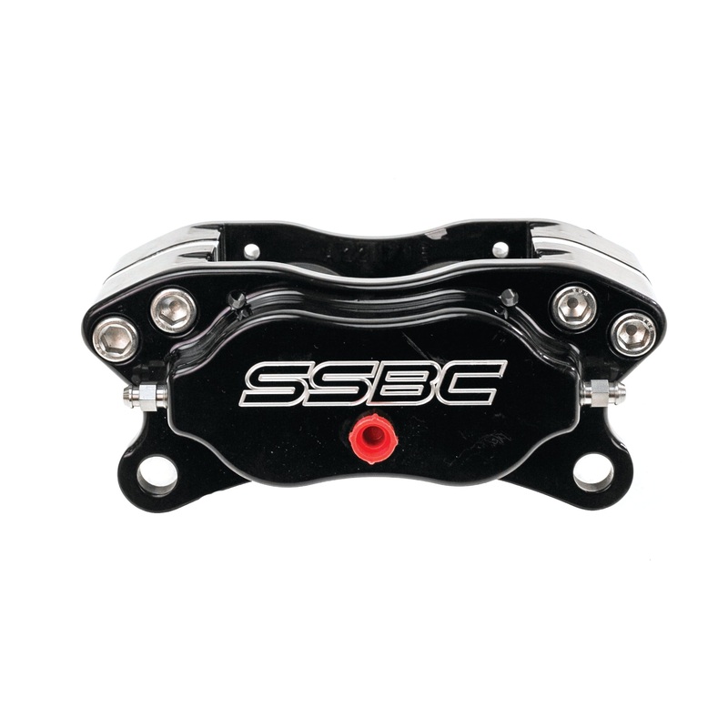 American Made Comp S 4-Piston Billet Aluminum Quick Change Direct Fit Front Caliper Assembly. Black CPA-22173-2B