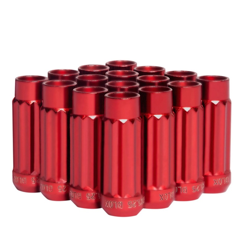 BLOX Racing 12-Sided P17 Tuner Lug Nuts 12×1.25 – Red Steel – Set of 16