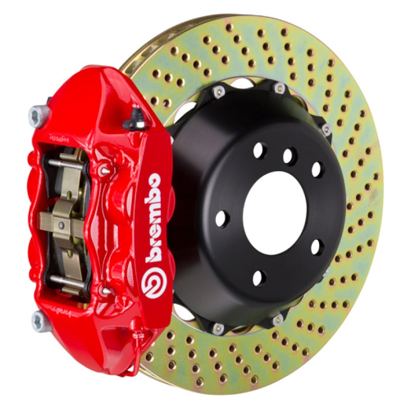 Brembo 03-09 Range Rover Rear GT BBK 4 Piston Cast 380×28 2pc Rotor Drilled-Red