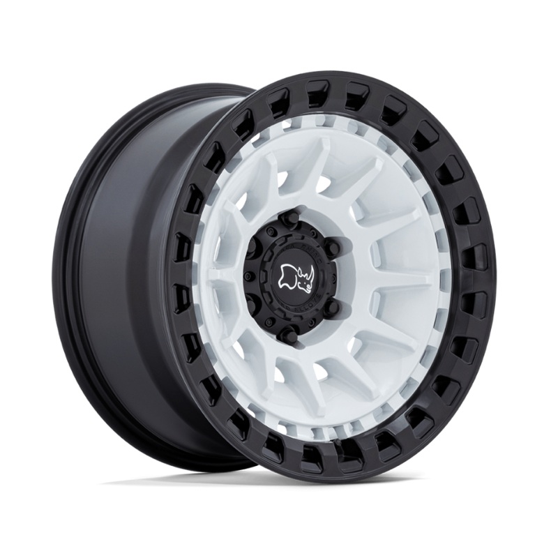 17×8.5 Black Rhino Barrage Gloss White on Matte Black
