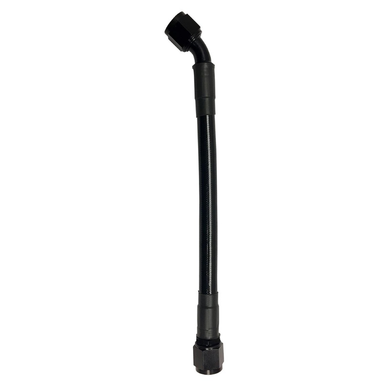 Fragola -10AN Ext Black PTFE Hose Assembly Straight x 45 Degree 30in