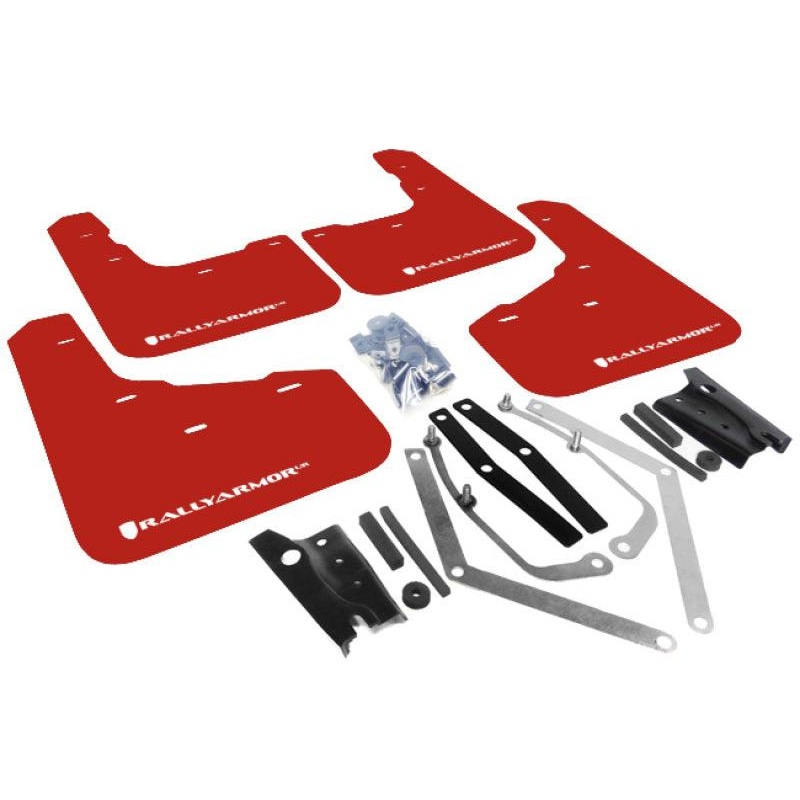 Rally Armor 13-19 USDM Ford Fiesta ST Red UR Mud Flap w/ White Logo