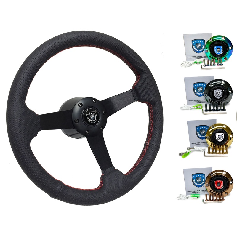 1990+ Nissan 300ZX Steering Wheel Kit | Perforated Black Leather | ST3602RED