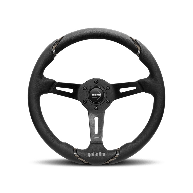 Momo Gotham Steering Wheel 350 mm – Black Leather/Black Spokes