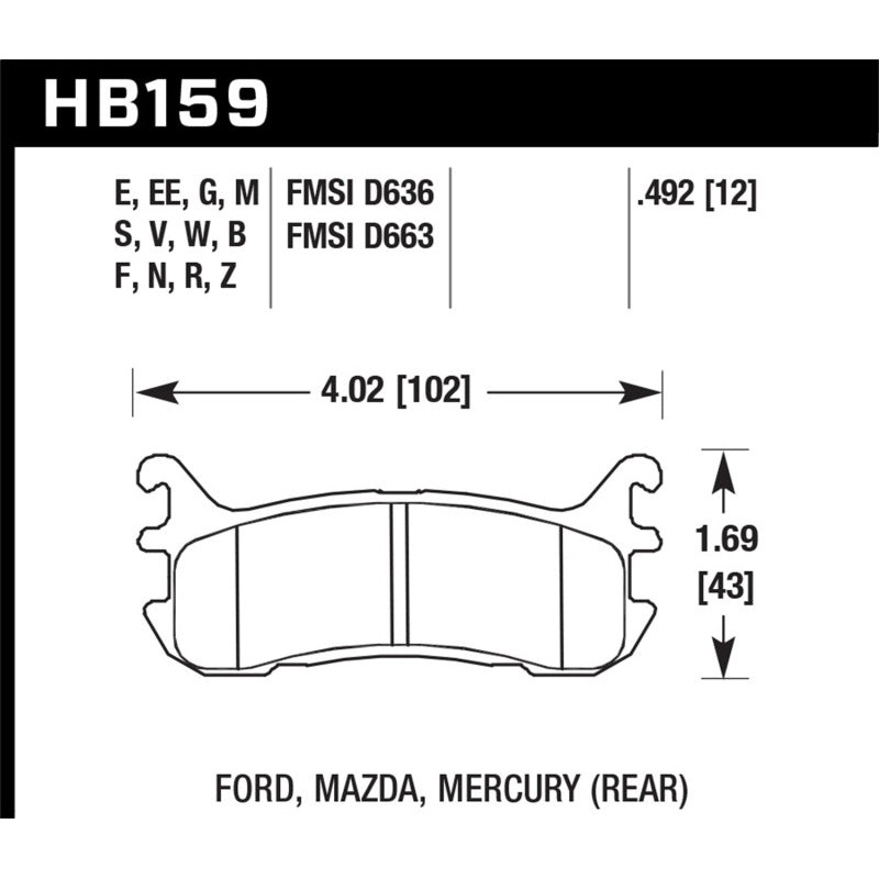 Hawk 94-05 Miata / 01-05 Normal Suspension HP+ Street Rear Brake Pads (D636)