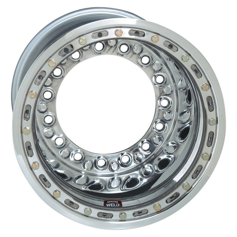Weld Wide 5 XL Direct MT 15×14 / 5×10.25 BP / 3in. BS Polished Assembly – Mod Beadlock w/6-Dzus Cvr
