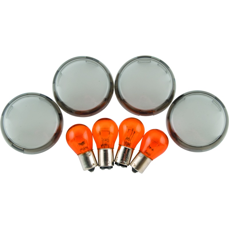 Bikers Choice 00-10 FXST FXD Smoked Turn Signal Lens & Amber Bulb Kit Replaces H-D 69304-02