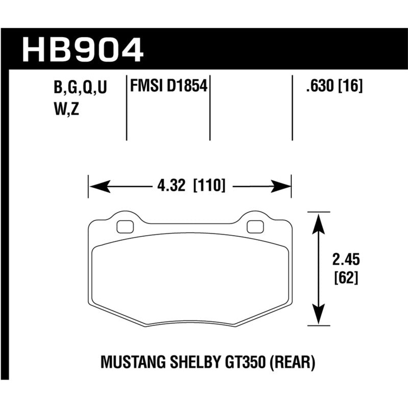 Hawk 16-18 Ford Mustang Shelby GT350/GT350R Performance Ceramic Rear Brake Pads
