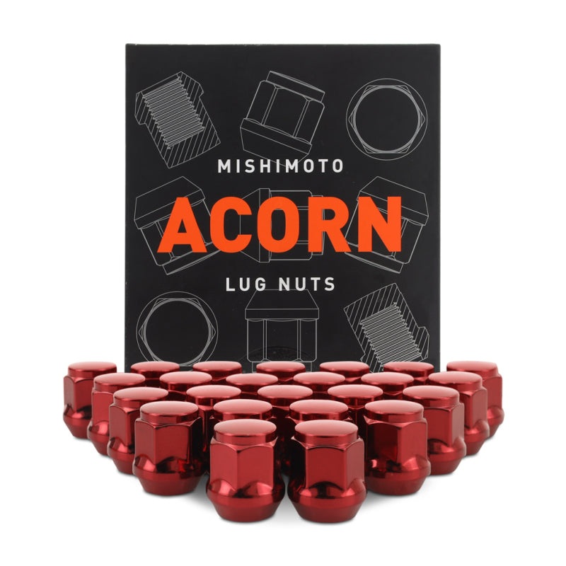 Mishimoto Steel Acorn Lug Nuts M14 x 1.5 – 24pc Set – Red