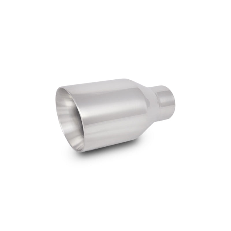Vibrant 4in OD Round SS Exhaust Tip (Double Wall Angle Cut Beveled Outlet) 3in. ID Inlet
