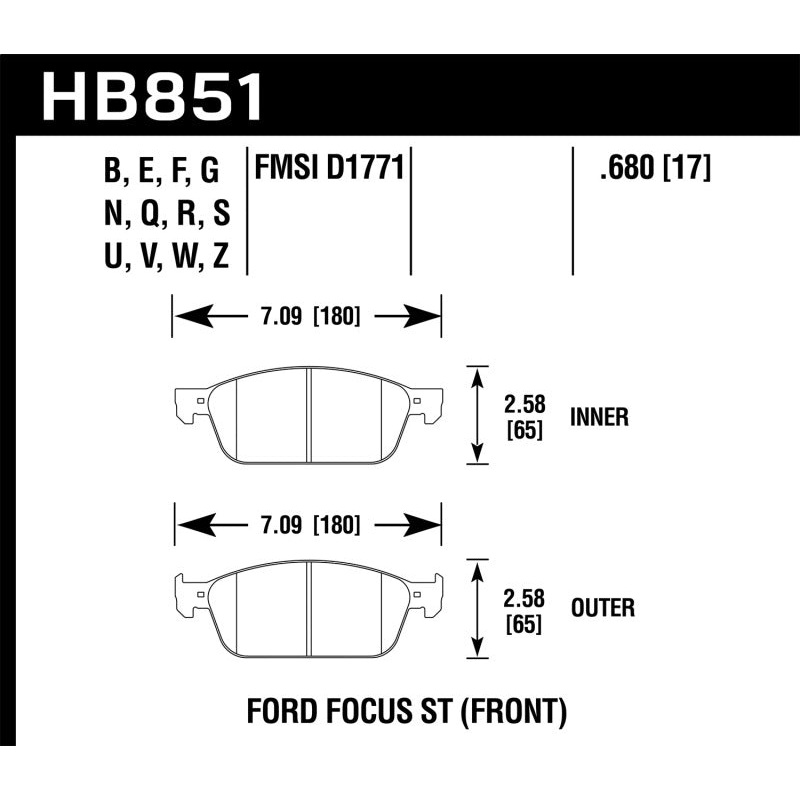 Hawk 15-16 Ford Focus ST DTC-50 Front Brake Pads