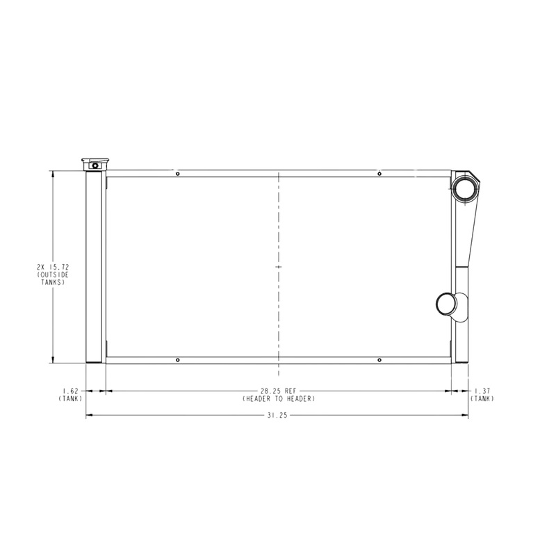 PWR – 55mm Universal Performance Radiator (PWR Open 31 x 16) -20 AN Port Inlet, 1-3/4 High Outlet