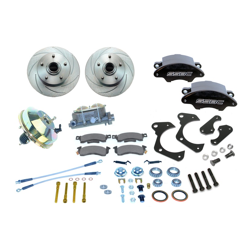 American Made Super Twin 2-Piston Billet Aluminum Front Drum to Disc Brake Conversion Kit W/Rotors. Black A129-2ABK
