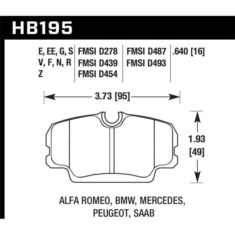 Hawk BMW 3 Series / Mercedes Benz 190 Series / Saab 900/9000 DTC-60 Race Front Brake Pads