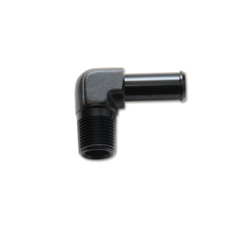 Vibrant 3/8 NPT to 1/2in Barb Straight Fitting 90 Deg Adapter – Aluminum