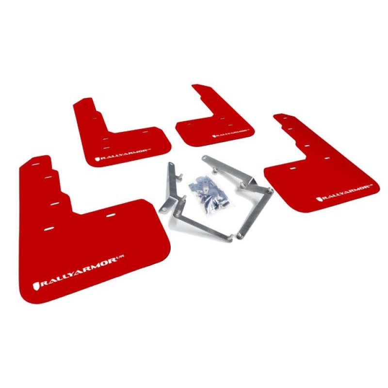 Rally Armor 17-21 Honda Civic Type R Red UR Mud Flap w/ White Logo