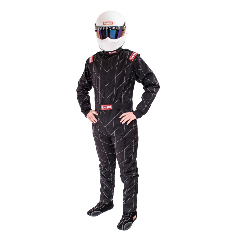 RaceQuip Black Chevron-1 Suit – SFI-1 Large