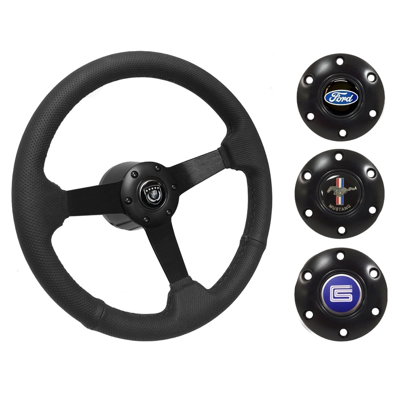 1968-78 Ford Mustang Steering Wheel Kit | Perforated Black Leather