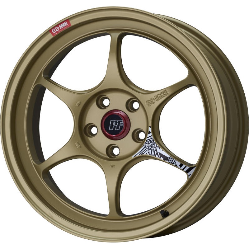 Enkei PF06 18x9in 5×114.3 BP 28mm Offset 75mm Bore Gold Wheel