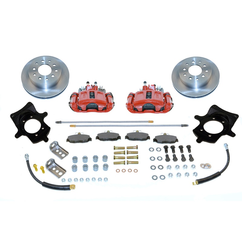 New Direct Fit Drum to Disc Brake Rear Conversion Kit W/Rotors. Red A128-7R