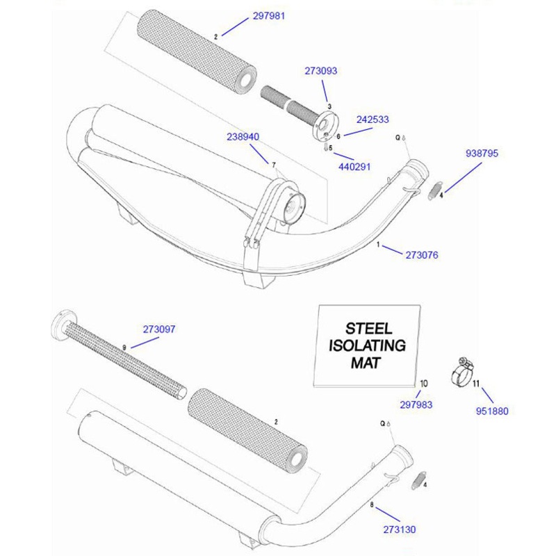 10. 297983 Rotax Steel Exhaust Isolating Mat, Micro Max