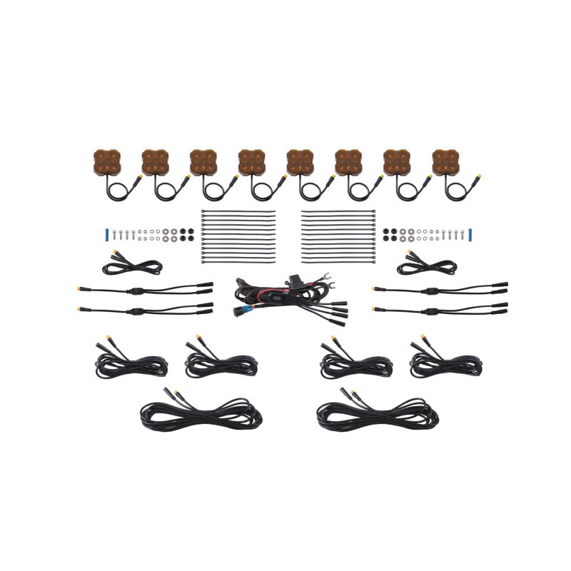Diode Dynamics Stage Series Single Color LED Rock Light – Amber M8 (8-pack)