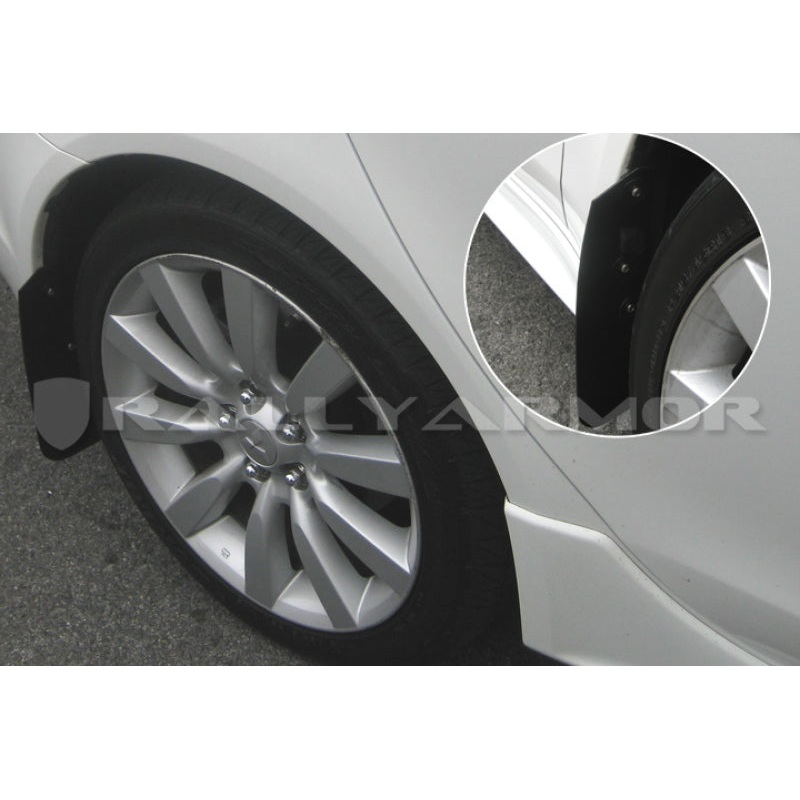 Rally Armor Basic Black Mud Flap w/ Black Logo Mitsubishi Lancer 2007-2017 | MF8-BAS-BLK