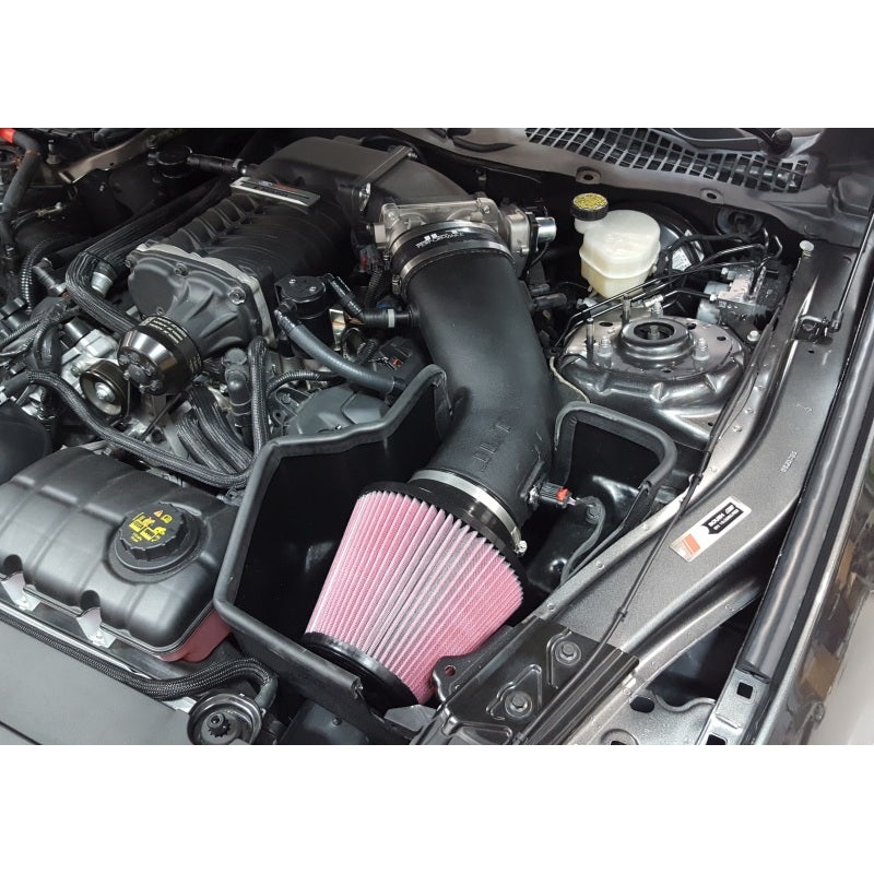 JLT 15-17 Ford Mustang GT (w/Roush/VMP Supercharger) Blk Tex CAI Kit w/Red Filter – Tune Req