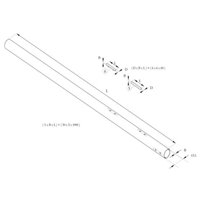 5. 20.4170.06 Birel Axle Key M8x3.5×60