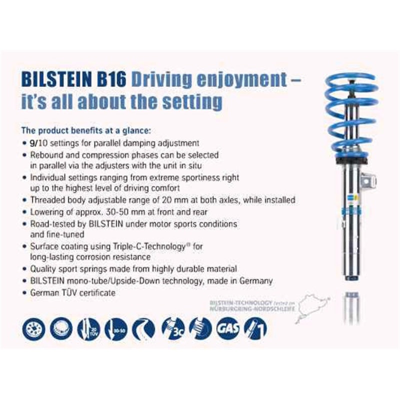 Bilstein B16 15-17 Ford Mustang GT V8 Front and Rear Performance Suspension System