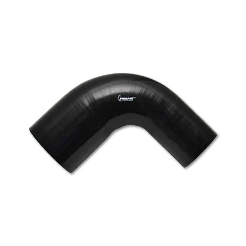 Vibrant 4 Ply Reinforced Silicone 90 degree Transition Elbow – 2.5in I.D. x 2.75in I.D. (BLACK)
