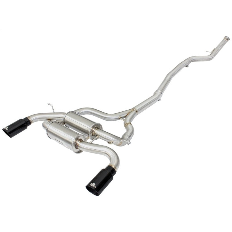 aFe MACHForce XP SS-304 Black Tip 2.5in Dia Cat Back Exhaust 12-14 BMW 335i (F30) 3.0L (t)