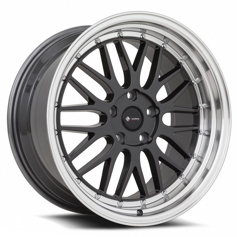 VORS VR8 17″ 5×120 Hyper Black Machine Lip Chrome Rivet