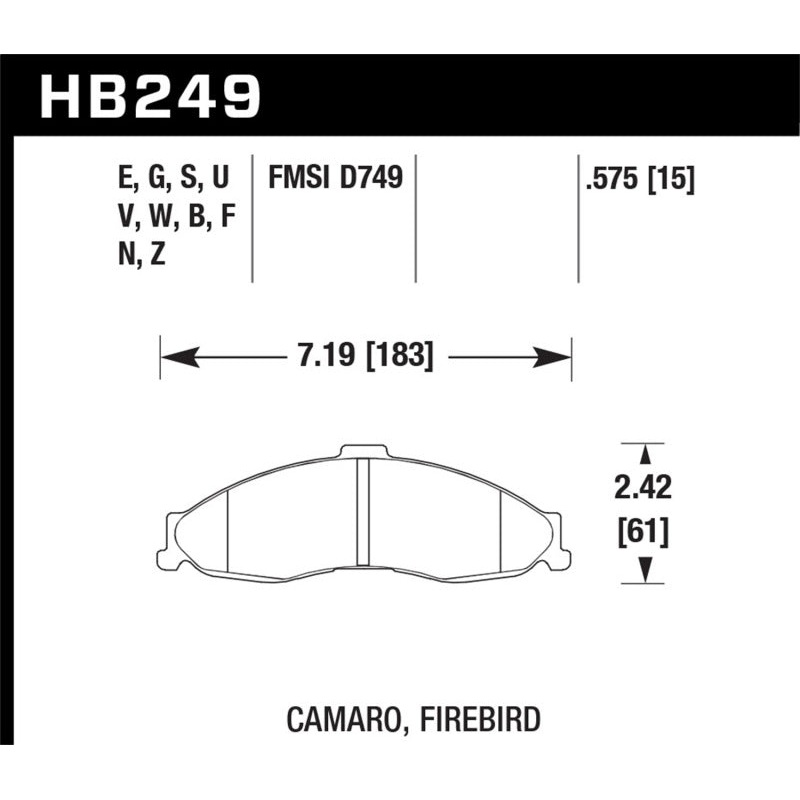 Hawk 1998-2002 Chevrolet Camaro SS 5.7 HPS 5.0 Front Brake Pads