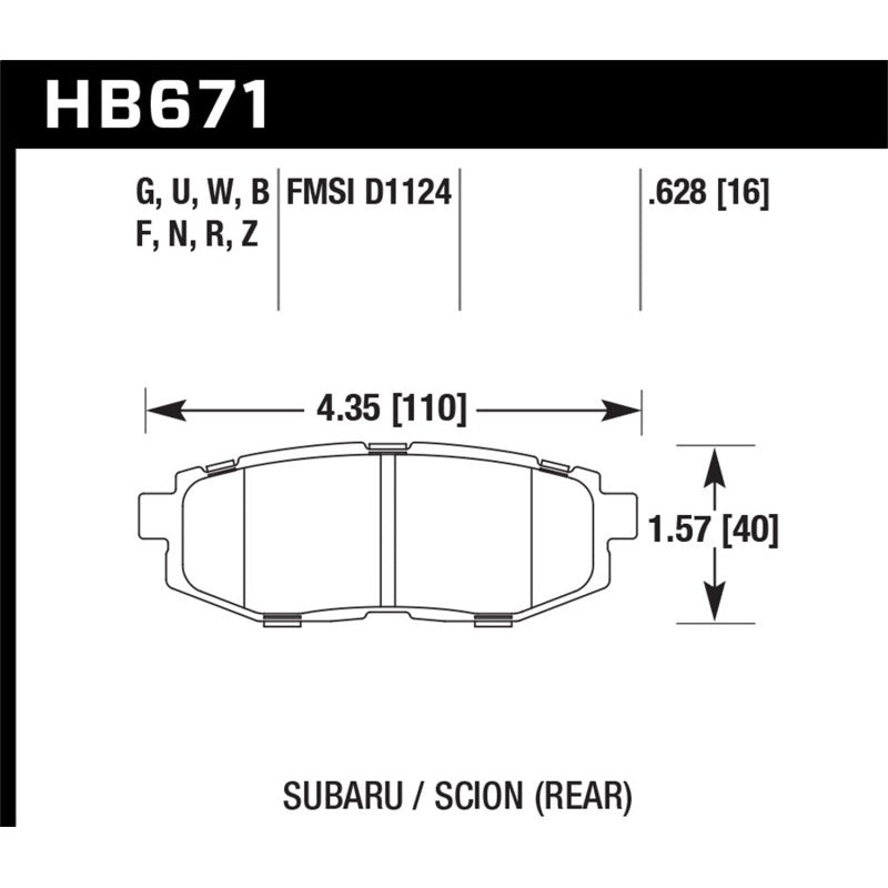 Hawk 13 Scion FR-S / 13 Subaru BRZ/10-12 Legacy 2.5 GT/3.6R DTC-60 Race Rear Brake Pads
