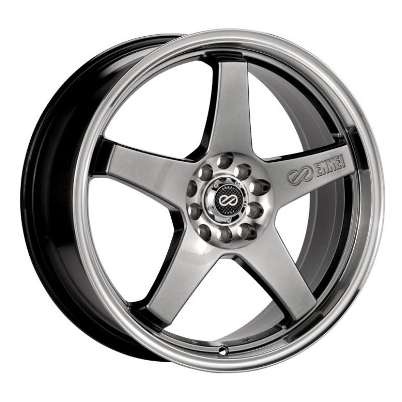 Enkei EV5 17×7 4×100/108 45mm Offset 72.6 Bolt Diameter Hyper Black w/ Machined Lip Wheel