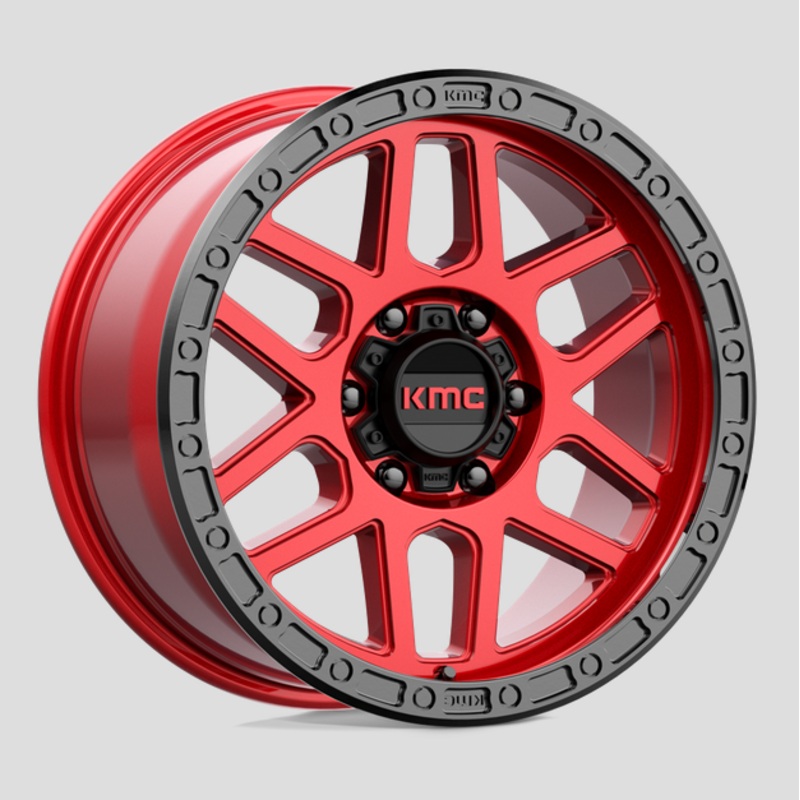 17×9.0 KMC Mesa KM544 Candy Red w/Black Lip