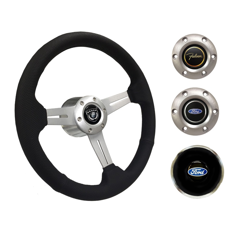 1965-69 Ford Falcon Steering Wheel Kit | Perforated Leather | ST3587BLK-BLK