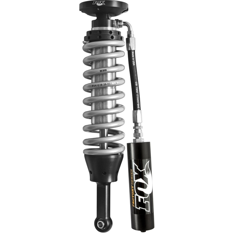 Fox 05+ Tacoma w/UCA 2.5 Factory Series 4.94in. Remote Res. Coilover Set / Mid-Travel – Black/Zinc