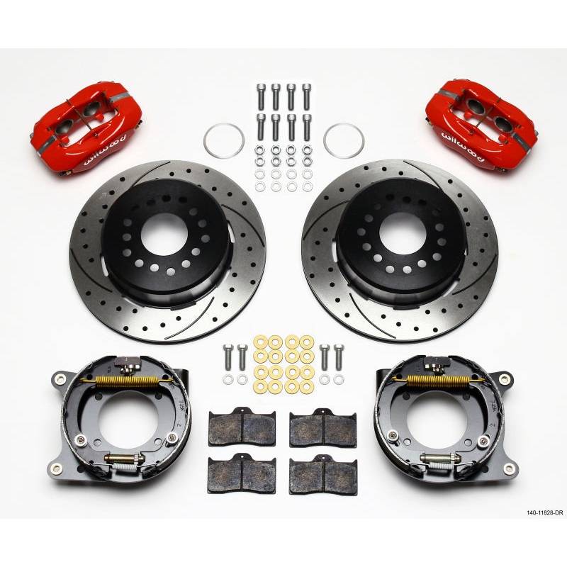 Wilwood Forged Dynalite P/S Park Brake Kit Drill-Red Impala 59-64 / Corvette 57-62