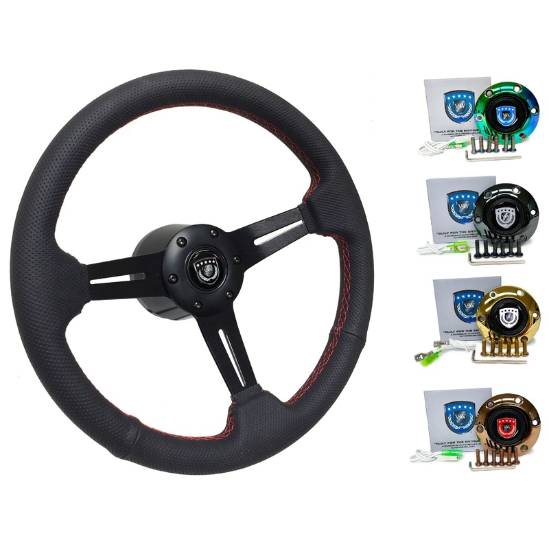 1997-03 Audi A8 Steering Wheel Kit | Perforated Black Leather | ST3586RED