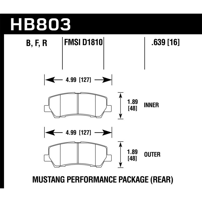 Hawk 15-17 Ford Mustang Performance Ceramic Rear Brake Pads