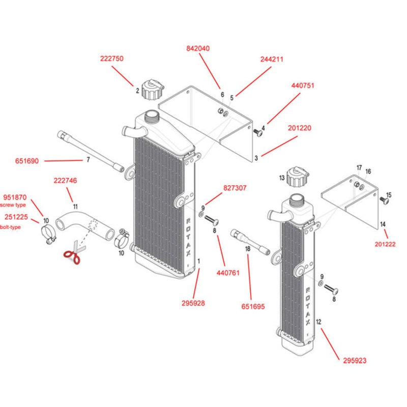 7. 651690 Rotax Radiator Bracket