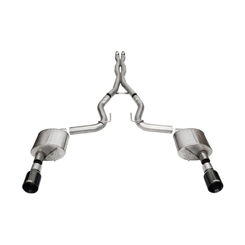 Corsa 24 Ford Mustang GT Xtreme Cat-Back Ex.Sys 3.0in Dual Rear Exit w/4.5in Blk PVD Straight Cut Tip