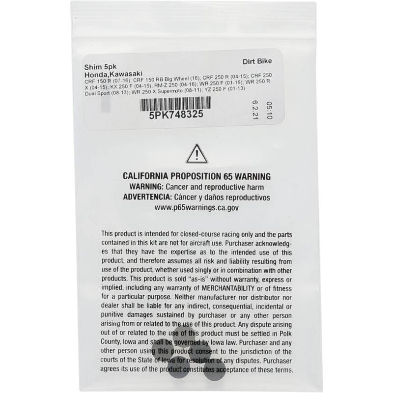 Hot Cams 2008-2013 Yamaha WR 250 R Dual Sport 250cc 3.250mm Shim Kit – 5 Pack
