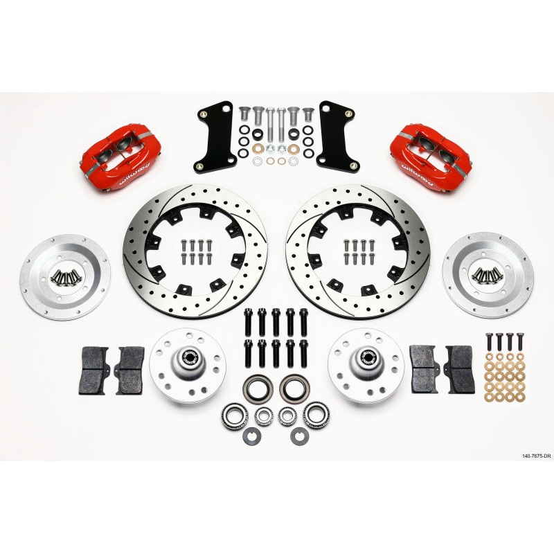 Wilwood Forged Dynalite Front Kit 12.19in Drilled Red 67-69 Camaro 64-72 Nova Chevelle